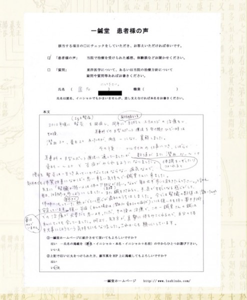 【体験談】慢性糸球体腎炎：大阪府吹田市の匿名希望様