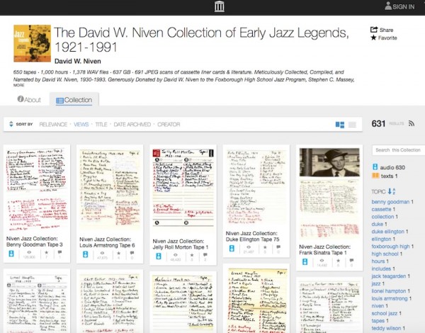 The David W. Niven Collection of Early Jazz Legends, 1921-1991